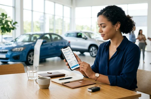Happy borrower receiving car keys